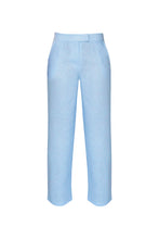 Load image into Gallery viewer, Straight Pants with Low Waist Tailoring Detail - Light Blue Linen