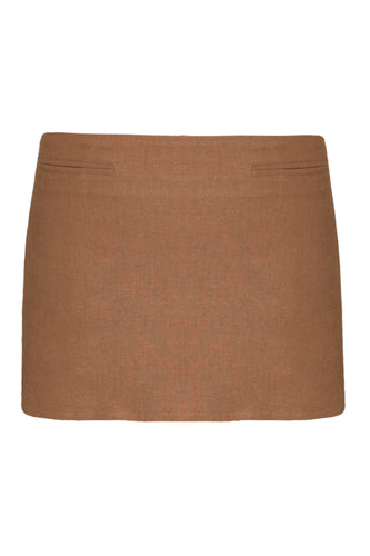 Low Waist Tailoring  Mini Skirt Bottom - Almond Linen