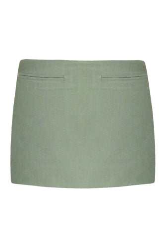 Low Waist Tailoring  Mini Skirt Bottom  - Eco Green linen