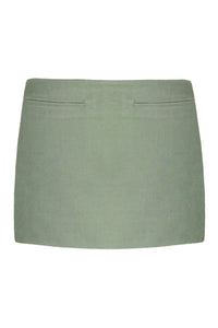 Low Waist Tailoring  Mini Skirt Bottom  - Eco Green linen