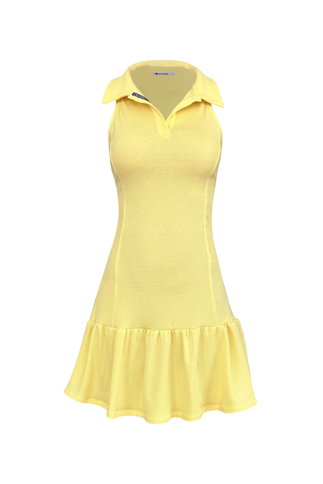 Ruched Polo Dress with Separate Shorts - Yellow