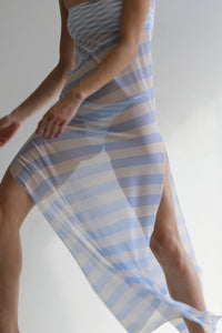 TQC Tulle Beach Cover-Up- Blue Stripes