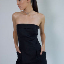 Load image into Gallery viewer, Pockets Short Dress - Black Linen