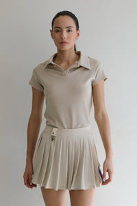 Polo Jersey Blouse Top - Natural Jersey