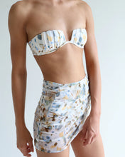 Load image into Gallery viewer, Pleated Bandeau Bikini Top - White Floral Crepe