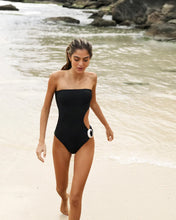 Load image into Gallery viewer, Through slit TQC swimsuit - Black