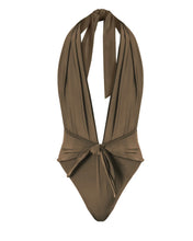 Load image into Gallery viewer, Side Knot Swimsuit - Brown