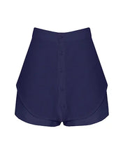 Load image into Gallery viewer, Short Double Buttons Tailoring Bottom - Navy Blue Linen