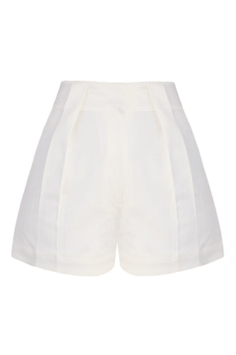 Pleated Shorts - Off-White Brim