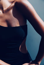 Load image into Gallery viewer, Ruched Slit Dress - Jersey Black