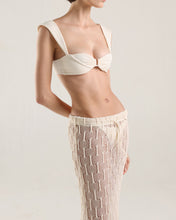 Load image into Gallery viewer, Backstitch Bias Furrowed Bikini Top - Off-White texture