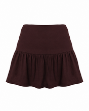 Load image into Gallery viewer, Peplum Mini Skirt Bottom with Shorts - Chocolate Brown