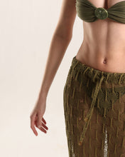 Load image into Gallery viewer, Long Straight Low Waist Crochet Skirt Bottom- Military Green