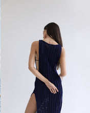 Load image into Gallery viewer, Cut-Out Armhole Stitch Detail Bottom - Navy Blue Knit