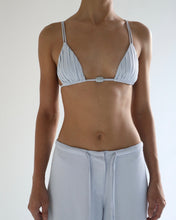 Load image into Gallery viewer, Bias Detail Wide Leg Pants Bottom -  Textured Light Blue