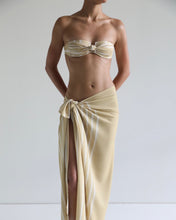 Load image into Gallery viewer, Square Bandeau Bikini Top - Banoffee Stripes