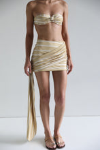 Load image into Gallery viewer, Square Bandeau Bikini Top - Banoffee Stripes