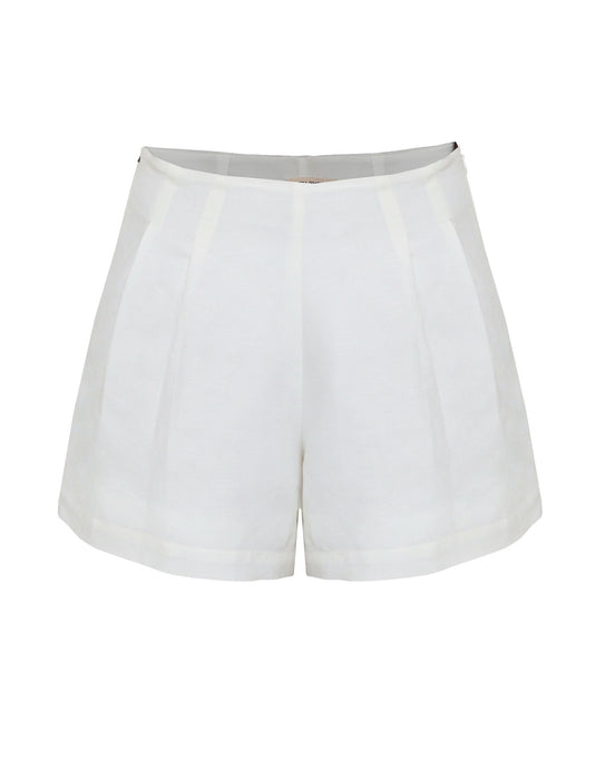 Pleats Tailoring Shorts bottom - Off-White Linen