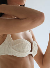 Load image into Gallery viewer, Wide Strap Fixed Bias Bikini Top - Off Crochet