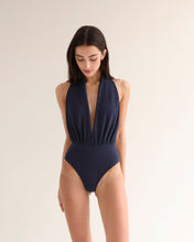 Load image into Gallery viewer, Back Detail Swimsuit - Navy Crepe