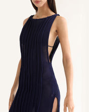 Load image into Gallery viewer, Cut-Out Armhole Stitch Detail Bottom - Navy Blue Knit
