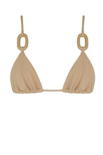 Load image into Gallery viewer, Triangle Hoops Bikini Top - Walnut Linen