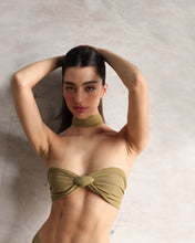 Load image into Gallery viewer, Shell Duo Tie-Up Straight Bikini Top - Olive Green