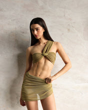 Load image into Gallery viewer, Shell Duo Tie-Up Straight Bikini Top - Olive Green