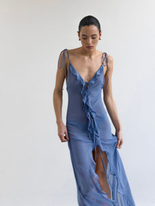Bias Ruffle Cover-Up - Blue