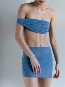 Mini Skirt with Ruffles Bottom - Blue Tulle