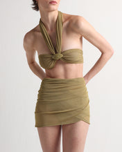 Load image into Gallery viewer, Shell Duo Tie-Up Straight Bikini Top - Olive Green