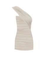 Load image into Gallery viewer, One-Sided Ruched Short Dress - Natural Tulle