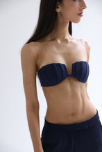 Load image into Gallery viewer, TQC with Pleated Detail Bikini Top - Navy Crepe