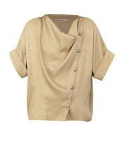Load image into Gallery viewer, Draped Neck Button Shirt Top - Walnut