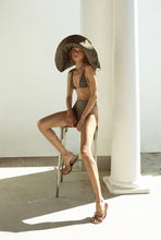Load image into Gallery viewer, Triangle Top Bikini Tulle - Brownish Green Polka Dot Print