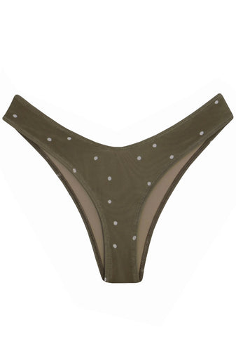 Hang Glider Bikini Bottom - Brownish Green Polka Dot Print