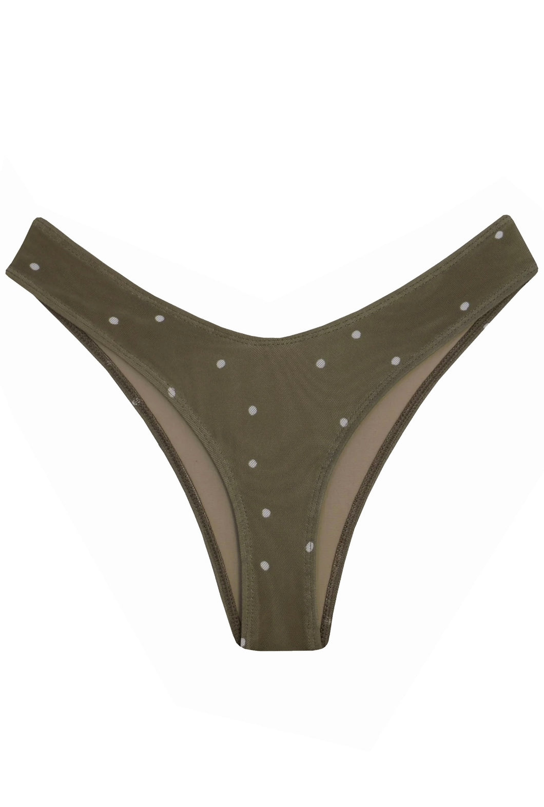 Hang Glider Bikini Bottom - Brownish Green Polka Dot Print
