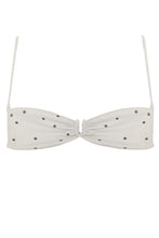 Load image into Gallery viewer, Ruched Slider Bikini Top - Off-White Polka Dot Print