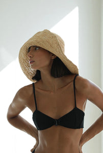 Rhombus-Shaped Slider Bikini Top - Black Crinkled