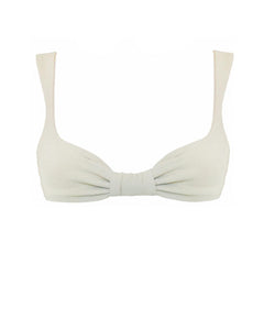 Ruched Loops Bikini Top- Off Texture