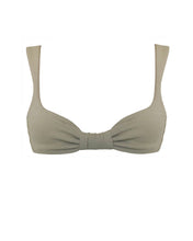 Load image into Gallery viewer, Ruched Loops Textured Bikini Top - Khaki Green