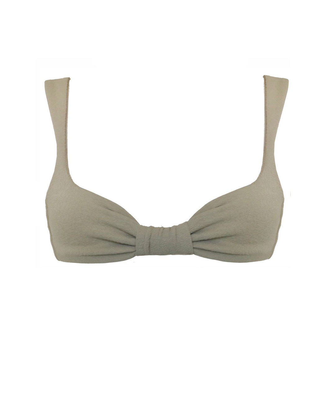 Ruched Loops Textured Bikini Top - Khaki Green