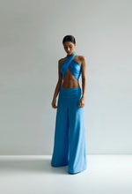 Load image into Gallery viewer, Pantaloons with ruffled details - Celest Blue Linen