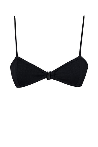 Rhombus-Shaped Slider Bikini Top - Black Crinkled