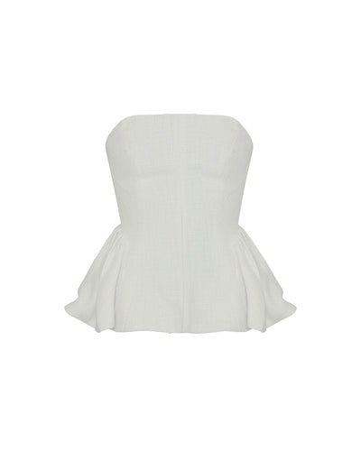 TQC Ruched Top - White Texture