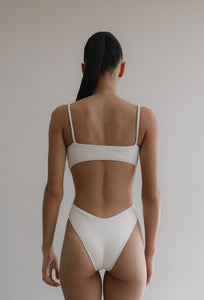Cutouts slits swimsuit - Fluted Off-White