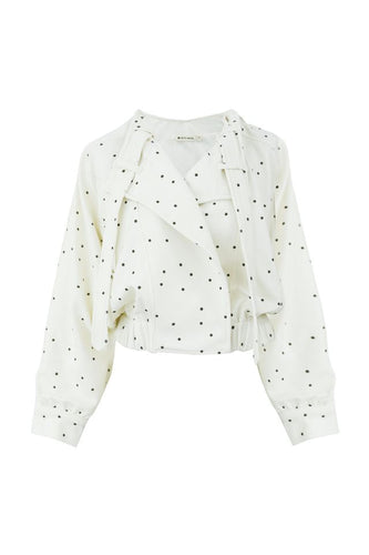 Jacket Top - Off-White Polka Dot Print