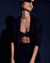 Load image into Gallery viewer, Tailoring Shirt Top - Navy Blue Linen