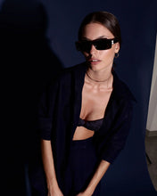 Load image into Gallery viewer, Straight High Waist Detail Tailoring Pants Bottom - Navy Blue Linen