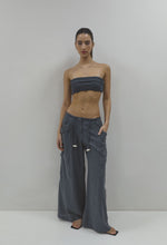 Load image into Gallery viewer, Pantaloon pants with low waist pleats in tailoring - Gray Linen